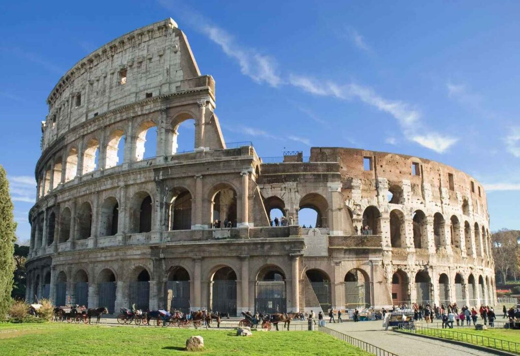 Intricate details of The Colosseum, a marvel of Roman architecture.